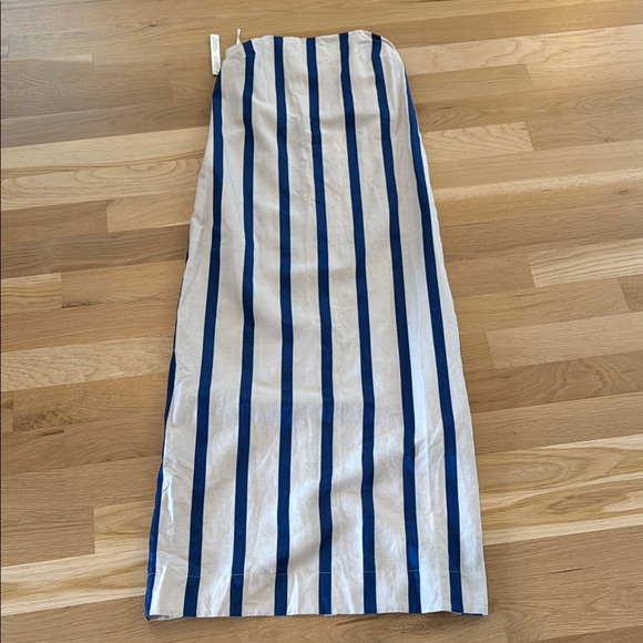 BONDI BORN Strapless Blue and Cream Striped Dress - Picture 3 of 7